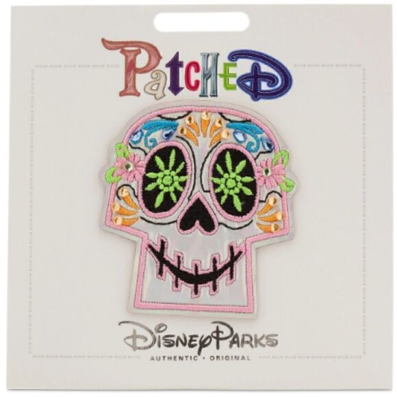 Disney Parks Coco Dia de Muertos Skull Candy Sugar Patch Embroidered Stones New - Picture 1 of 2